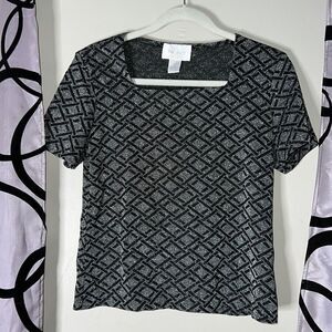 Vue Point by Jordan silver metallic, short sleeve shirt, size large